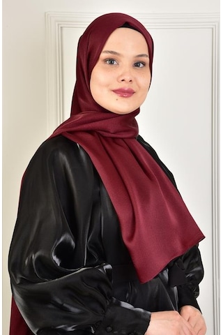 Burden Ipek Janjan Saten Şal Bordo Bordo