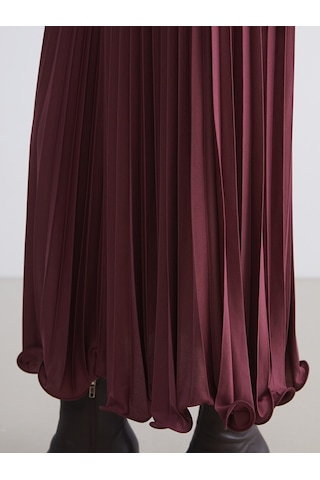 Lcw Modest Bordo Beli Lastikli Şifon Pileli Etek