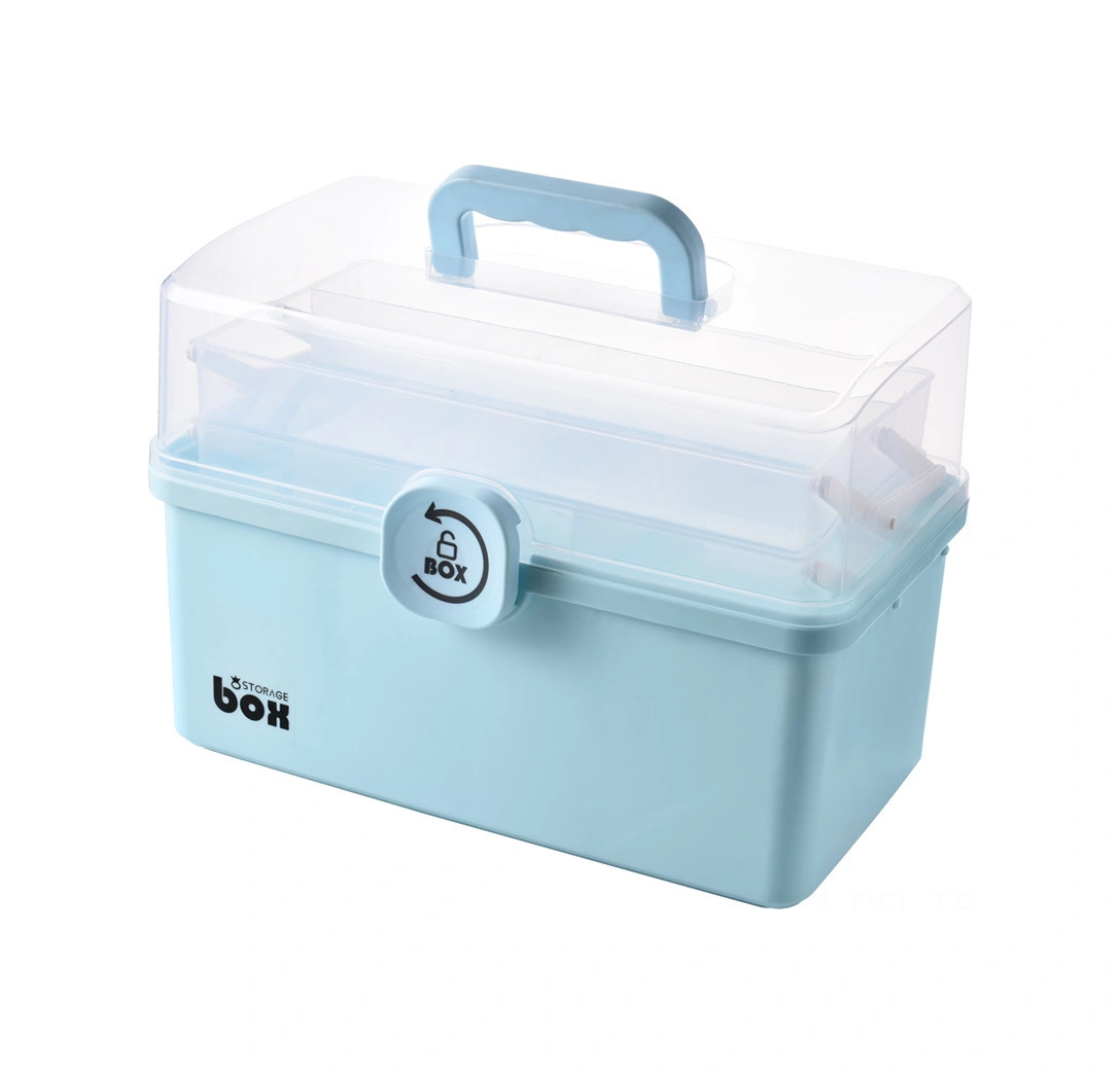 Dofolink Mavi Ev Tipi Büyük Kapasiteli İlaç Kutusu - Çocuklu Aileler İçin Taşınabilir Tıbbi Depolama Kutusu 29 16 15.7cm Mavi