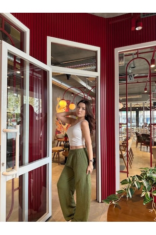 Berrin Booble Pantolon Zeytin Yeşili