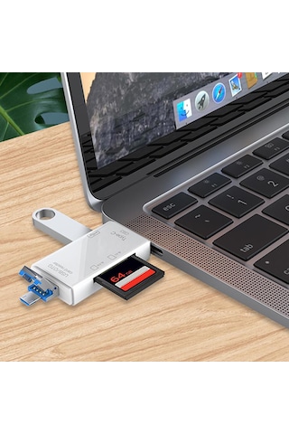 Microsd, Sd Usb Girişli Type-c Adaptör 6'sı 1 Arada Kart Okuyucu