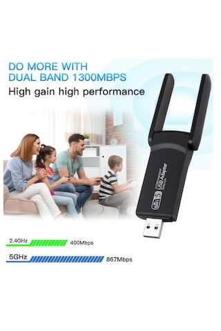 Kablosuz Wifi Alıcı Dual Band Usb 3.0 Adaptör Ac1300 Mbps