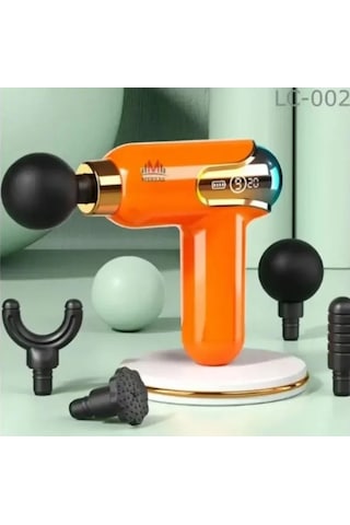 Yeni Nesil Darbeli Titreşimli Şarjlı Sporcu Masaj Tabancası 4 Başlıklı Lc - 002 4741 Açık Mavi