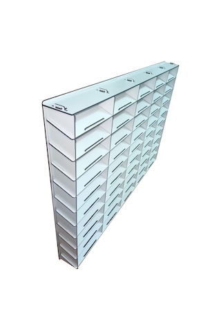 EĞİMLİ DEKORATİF DUVAR AHŞAP ARABA RAFI (1/32 ÖLÇEK-50 ARAÇ)