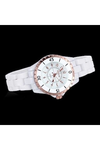 Kangvka Skone Kadınlar İçin Seramik Kordonlu Zamanlayıcı Kol Saati - Gülaltı Altın Beyaz Gösterge, Şık Ve Dayanıklı, Günlük Kullanım, Analog, Klasik Tasarım 5002 Gold