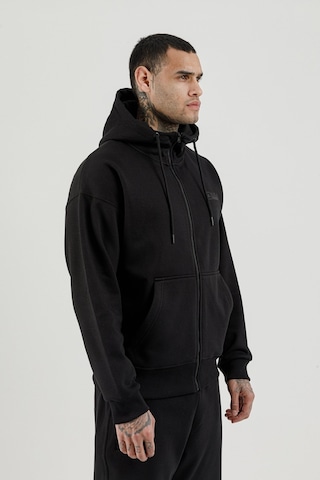 Airlife Bolder Fz.7 Tam Boy Fermuarlı Kanguru Cepli Erkek Kapüşonlu Sweatshirt Siyah