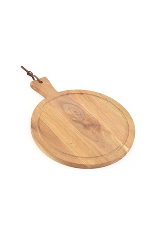 Akasya Yuvarlak Kesme Tahtası - Kahverengi - 32x25x1,5 Cm Ahşap