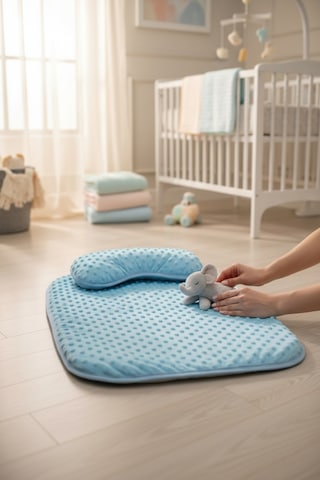 Nohut Desenli Bebek Alt Açma Minderi Seti Yastıklı Unisex Yenidoğan 2 Parça Alt Açma