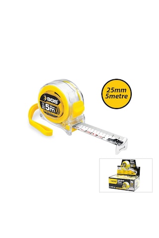 12 Adet 5mt X 25mt Şeffaf Stoplu Şerit Metre 0 - 300 MM