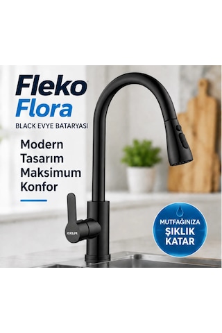 Fleko Flora Black Spiralli Evye Bataryası Siyah Fleko Flora Black Spiralli Evye Bataryası Siyah
