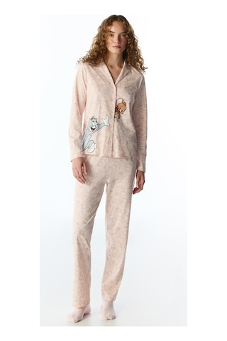 Penti Açık Pembe Tom&jerry Uzun Kollu Gömlek Pantolon Pijama Takımı Soft Pınk
