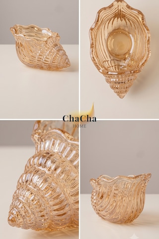Maris Dekoratif Cam Deniz Kabuğu Lokumluk & Sunumluk 11x5 Cm 6 Adet Bal Rengi