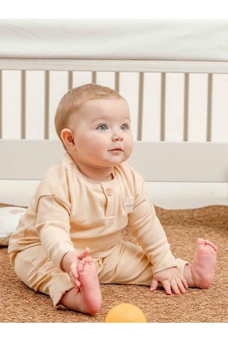 Bebek Organik Eşofman Takım-15483 Bej