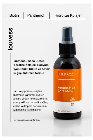 Louvess Argan Yağı Shea Butter Kafein Keratin Saç Bakım Maskesi 150 ML