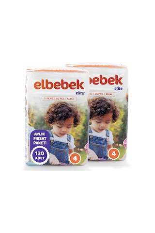 Elbebek Elite Bebek Bezi 4 Numara Maxi Fırsat Paketi 120 Adet 2'li