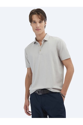 Kip Bej Jakarlı Polo Yaka T-shirt Bej