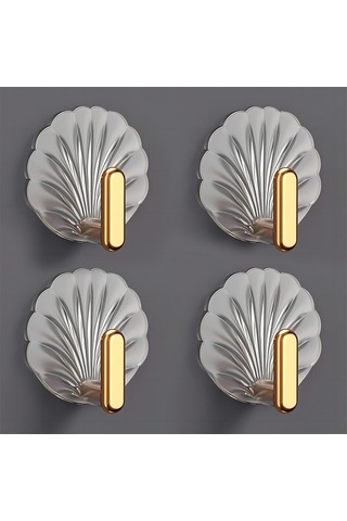 Gajeena Duvar Dekorasyonu Otomatik Yapışkan Kanca Seti: 4 Adet Altın Kabuk Desenli, Ağır Yük Taşıma, Ev/ofis Düzenleme Altın