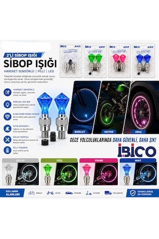 2pcs Mavi Elmas Kesim Prizma Model Sibop Işık Pilli Bisiklet - Motor - Araç Hareket Sensörlü İ18-021 5580