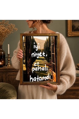 Bk Gift Vintage Klasik Sanat Esprili Sözlü Masif Ahşap Çerçeveli Dekoratif Tablo - 40