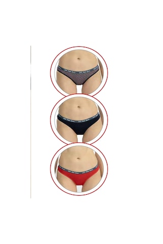 U.s Polo Assn. 66428 Kadın Karışık Desen Pamuklu 3'lü Slip Külot-lacivert Lacivert