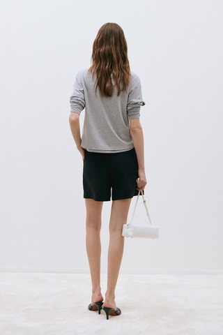 Suud Collection Siyah Mia Pileli Şort