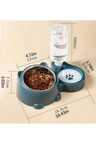 Hightower Gri Otomatik Kedi Köpek Mama Ve Su Kabı Paslanmaz Çelik Kaymaz Tasarım