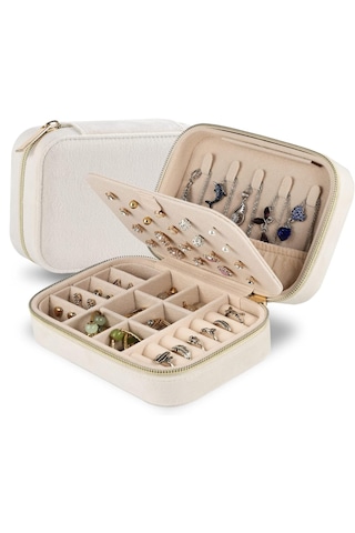 Mdl1-kadife Beyaz Takı Kutusu Yeni Tasarım Fermuarlı Düzenleyi