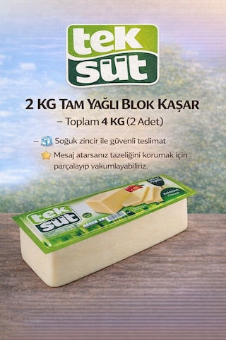 Tam Yağlı Blok Kaşar 2kg X 2 Adet