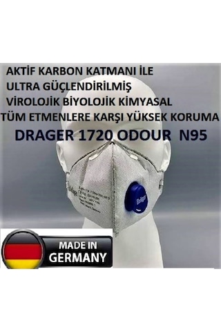 10Adet Drager 1720V Odour N95 Ffp2 Maske Yüksekkoruma Koronavirüs