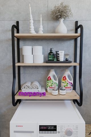 Morpanya Bony Çamaşır Makinesi Üstü Düzenleyici Raf Banyo Dolabı Rafı Makina Üstü Dolap Raf Ceviz