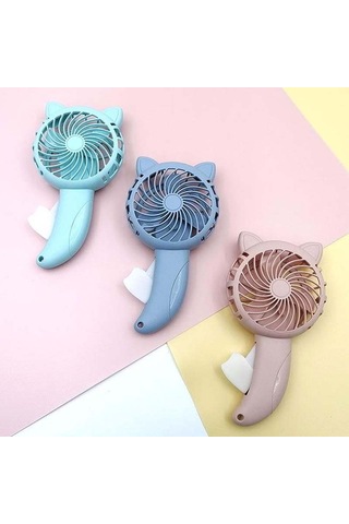 3 Adet By36 Karikatür Kedi Kulakları El Fanı Manuel Pres No Renk Rastgele Teslimat