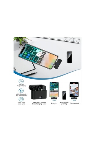 Moveevo 2.4ghz Şarj Kutulu Kablosuz Mikrofon - Akıllı Gürültü Azaltma, Canlı Yayın/videoya Uygun, 2 Alıcı İle Hızlı Bağlanma, 33 Saat Kullanim Süresi