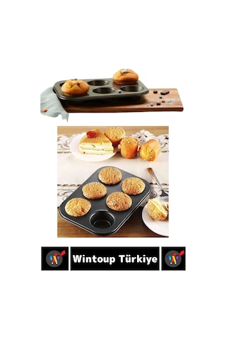 Premium Isıya Dayanıklı Yapışmaz Kolay Temizlenir Kek Brownie Cupcake 6'lı Muffin Kek Kalıbı Çok Renkli
