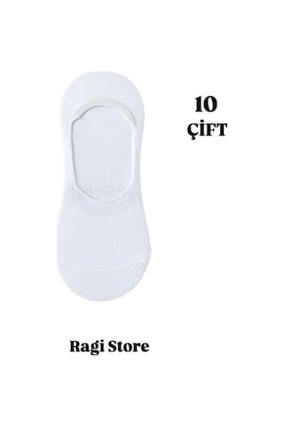 10'lu Beyaz Erkek Babet Çorap Beyaz