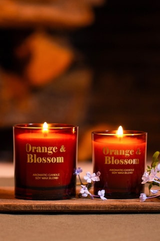 Glam Orange Blossom Portakal Çiçeği Kokulu 2'li Mum Seti Turuncu 120 Gr - 200 Gr Renkli