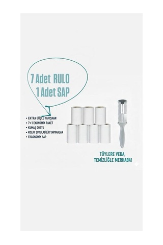 Tüy Toplayıcı 7'li Yedek Rulo Ve Aparat Beyaz - Gri