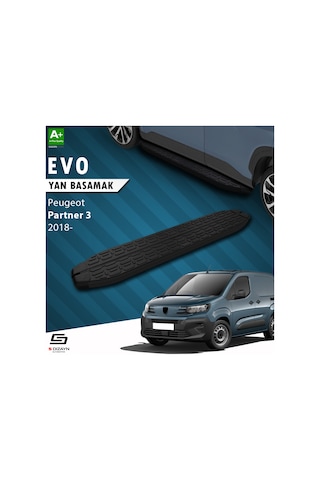 S-dizayn Peugeot Partner 3 Evo Siyah Yan Basamak 203 Cm 2018 Üzeri