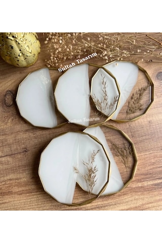 4 Lü Epoksi Bardak Altlığı - 118 Beyaz