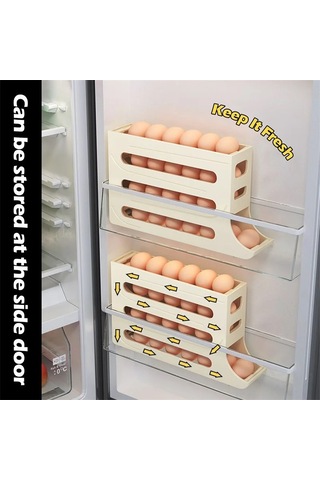 Gajeena Buzdolabı İçin Otomatik Yumurta Saklama Kutusu, 30 Yumurta Kapasiteli, Çok Katmanlı, Kolay Erişim, Beyaz 2'li Paket Beyaz