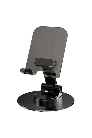 Telefon & Tablet Tutucu Taşınabilir Katlanır Stand 360 Dönen, Karbon Çelik Tasarım Çizilmez Silikon