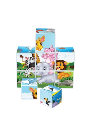 Eğitici Resimli Küpler 9 Parça Bebek Puzzle 6 Farklı Görsel 1 Yaş Ve Üzeri Zeka Geliştirici