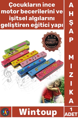 Mızıka Kalite Eğitici Müzik Aleti Çocuk Ritim Gelişimi Sağlayan Renkli Tasarım Sağlam Ahşap Mızıka
