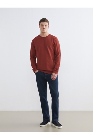 Lcwaıkıkı Classic Kahverengi Bisiklet Yaka Erkek Sweatshirt