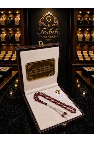 Tesbih Hanesi Ateş Kehribar Tesbih Harfli Kişiye Özel Seri Sıkma Kehribar Tesbih Usta Işi Tesbih Gümüş Kaplama Kırmızı