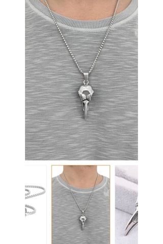 Gotik Karga Kafası Figürlü Kolye 60 Cm Zincirli Mistik Ve Unisex Metal Takı Çok renkli