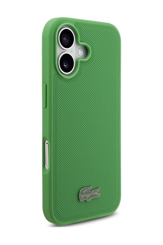 Apple Uyumlu iPhone 17 Kılıf Lacoste Lisanslı M-safe Özellikli Pu Pike Desenli Metal Logolu Kartlıklı Kapak Yeşil Yeşil