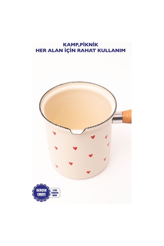 Cupid Emaye Ahşap Saplı Cezve 500ml-6 Kişilik