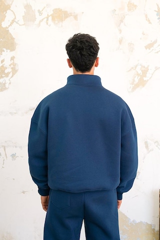 Lacivert Cozy Basic Yarım Fermuar Oversize Sweatshirt Lacivert