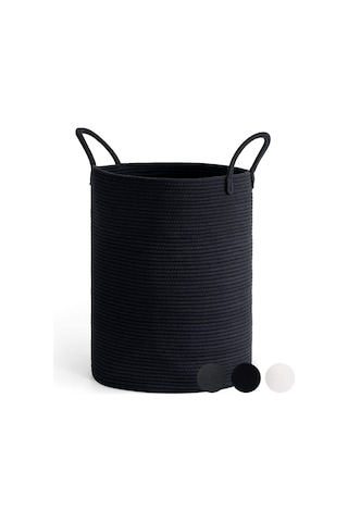 Mavaux Çok Amaçlı, 40cm-36cm Büyük Boy, Yanları Saplı, Sepet, Jüt, Hasır, Dokuma Sepet, Düzenleyici Siyahbüyük