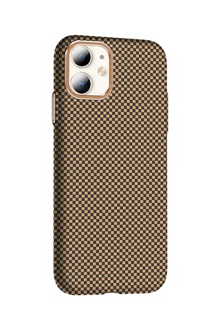 Apple iPhone Uyumlu 11 Kılıf M-safe Şarj Özellikli Karbon Fiber Görünümlü Gros Kılıf Desert Titanyum